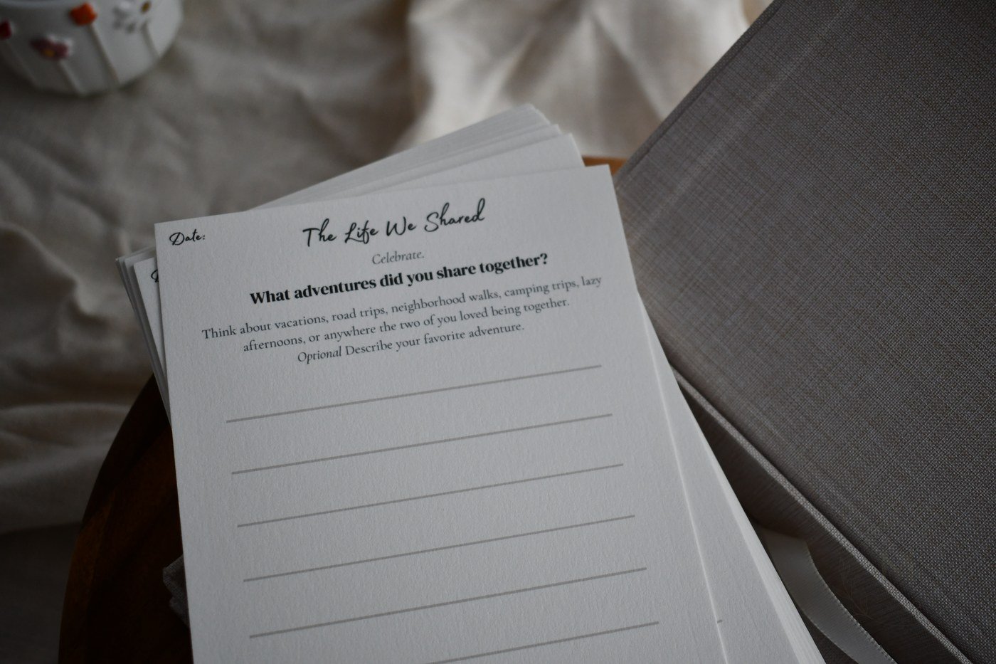 Always With Me adventure prompt card beside the keepsake box.