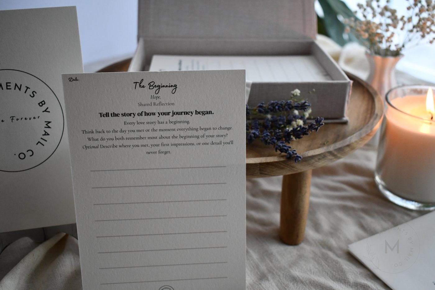 Before Forever keepsake box with floral styling.