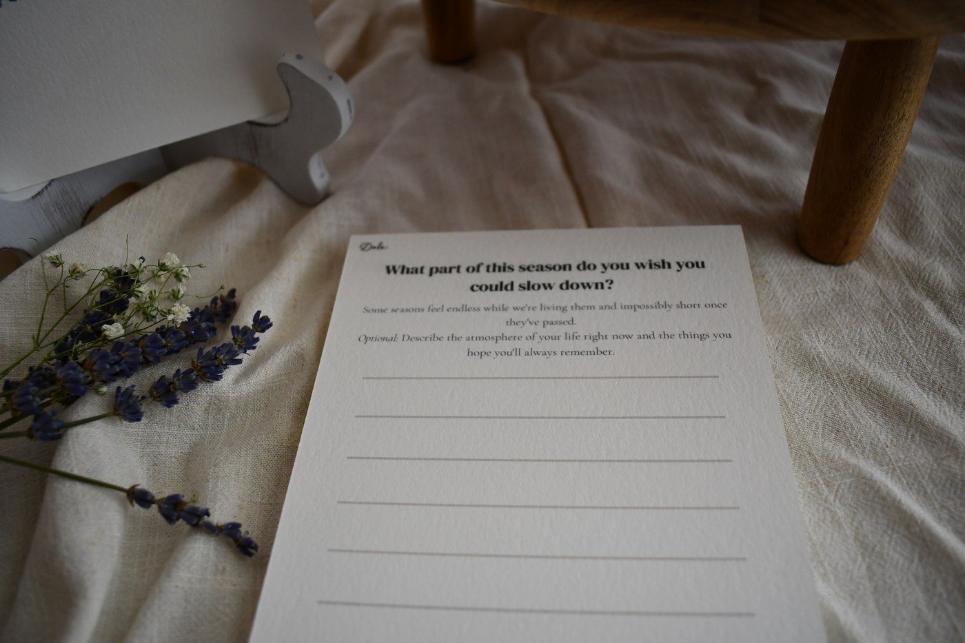 Before We Meet You reflection card beside lavender.