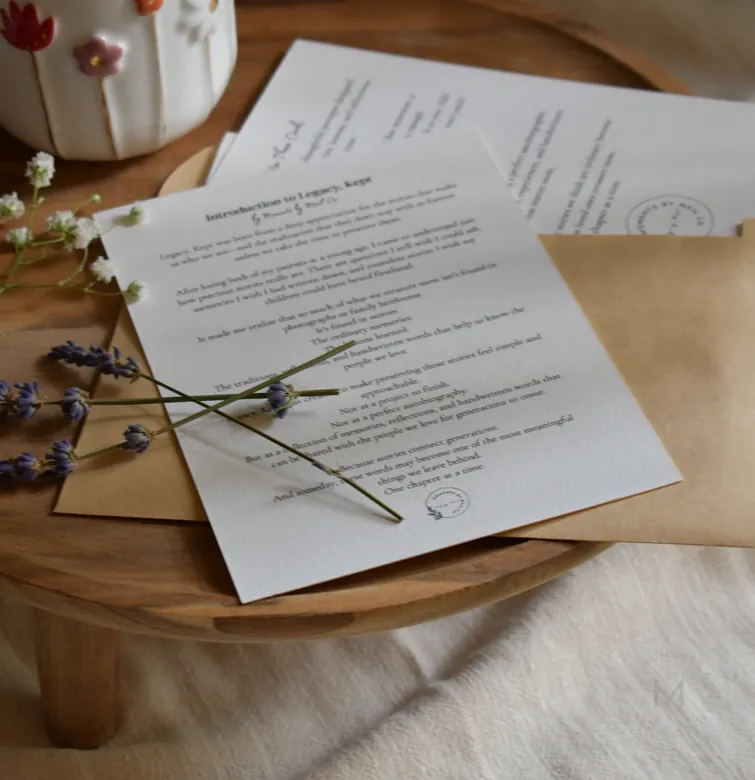 Actual Moments by Mail Co. product pieces arranged for a keepsake ritual.