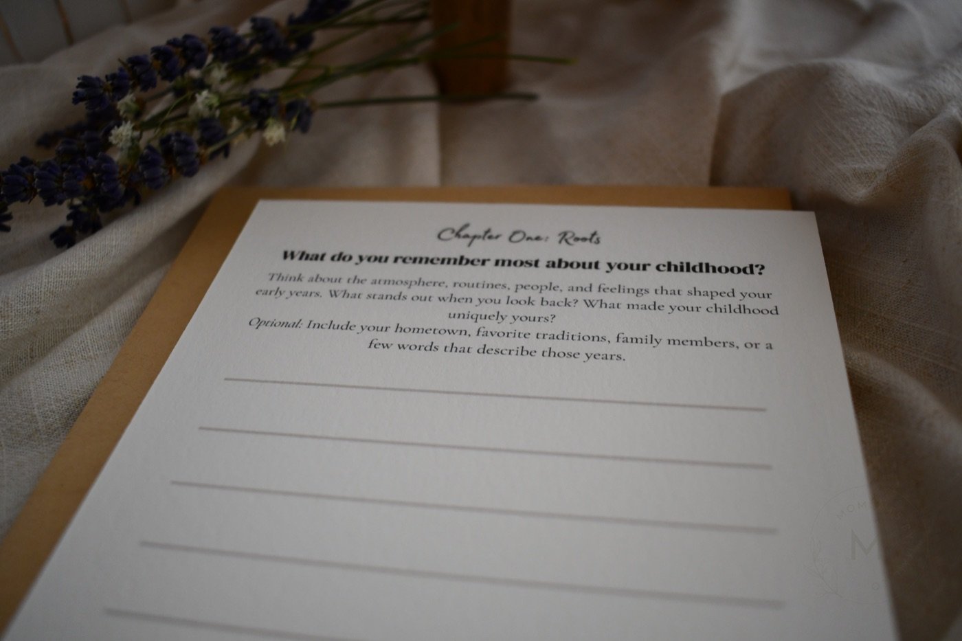 Legacy, Kept story prompt card on a wooden table.