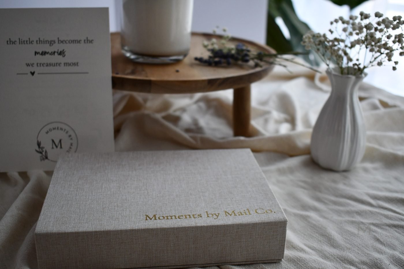 Memory Box with cards gathered together for safekeeping.